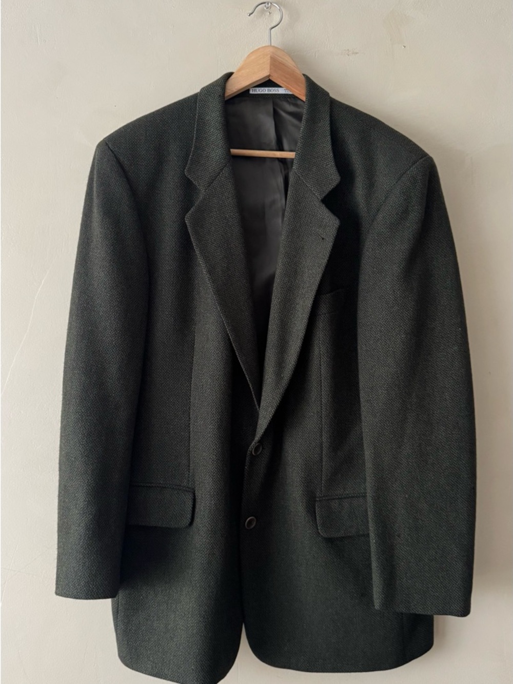 HUGO BOSS Wool Tweed Green Blazer corleone Two-Button Mage In USA Size 42L